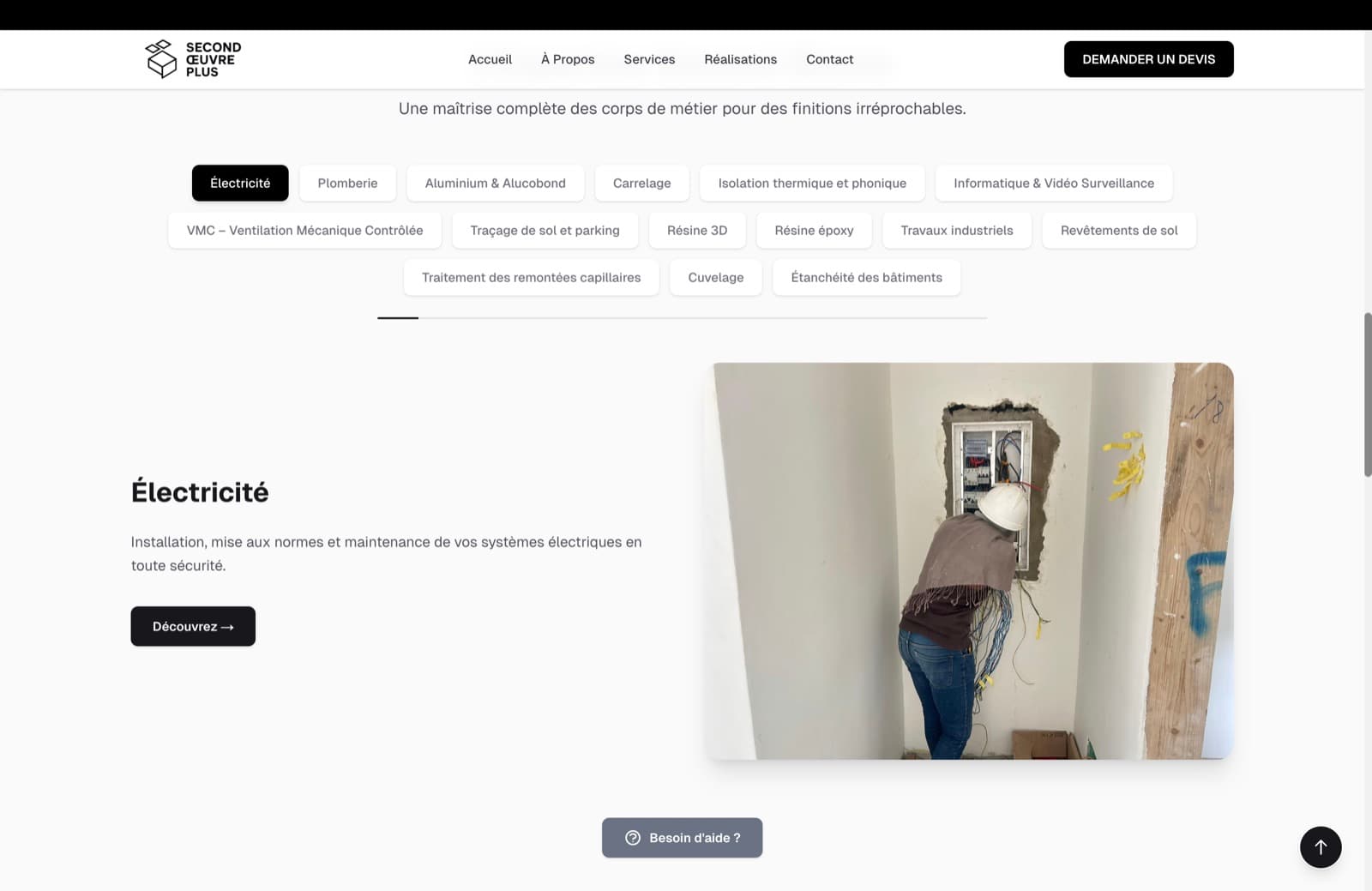 Second Oeuvre Plus — Site vitrine BTP — 2